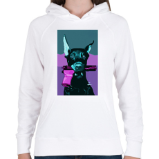 PRINTFASHION Pink gun - Női kapucnis pulóver - Fehér