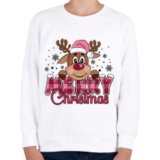 PRINTFASHION Pink rénszarvas - Gyerek pulóver - Fehér