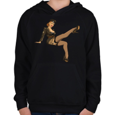 PRINTFASHION Pinup Army - Gyerek kapucnis pulóver - Fekete gyerek pulóver, kardigán