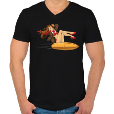 PRINTFASHION Pinup Bullet - Férfi V-nyakú póló - Fekete
