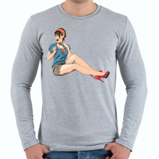 PRINTFASHION Pinup Wink - Férfi hosszú ujjú póló - Sport szürke