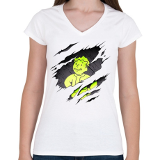 PRINTFASHION Pipboy - Női V-nyakú póló - Fehér