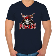 PRINTFASHION Pirates Logó - Férfi V-nyakú póló - Sötétkék férfi póló
