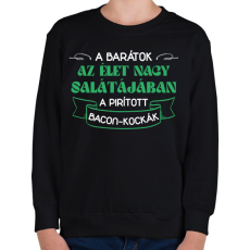 PRINTFASHION Pirított bacon-kockák - Gyerek pulóver - Fekete