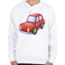 PRINTFASHION Piros autó - Gyerek kapucnis pulóver - Fehér gyerek pulóver, kardigán