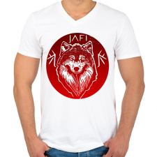 PRINTFASHION piros farkas - Férfi V-nyakú póló - Fehér férfi póló