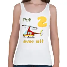 PRINTFASHION Piros helikopter - Névvel, számmal - Női atléta - Fehér női trikó