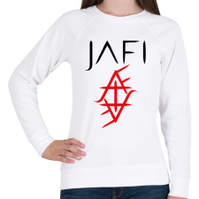 PRINTFASHION piros jellel spékelt jafi - Női pulóver - Fehér női pulóver, kardigán