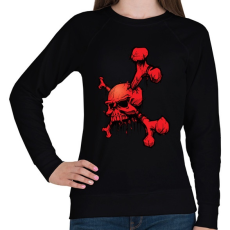 PRINTFASHION piros koponya - Női pulóver - Fekete
