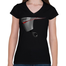 PRINTFASHION Piston - Női V-nyakú póló - Fekete női póló
