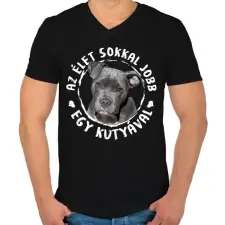 PRINTFASHION Pitbull - Férfi V-nyakú póló - Fekete férfi póló