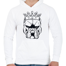 PRINTFASHION Pitbull király - Férfi kapucnis pulóver - Fehér férfi pulóver, kardigán