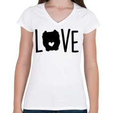 PRINTFASHION Pitbull love - Női V-nyakú póló - Fehér