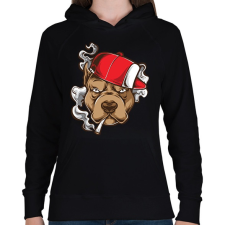 PRINTFASHION Pitbull - Női kapucnis pulóver - Fekete női pulóver, kardigán