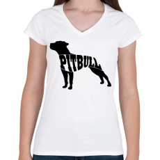 PRINTFASHION Pitbull - Női V-nyakú póló - Fehér