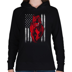 PRINTFASHION Pitbull zászló - Női kapucnis pulóver - Fekete