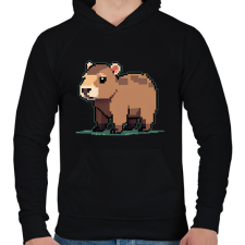 PRINTFASHION pixel capybara - Férfi kapucnis pulóver - Fekete férfi pulóver, kardigán