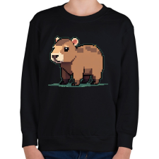 PRINTFASHION pixel capybara - Gyerek pulóver - Fekete gyerek pulóver, kardigán