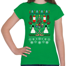 PRINTFASHION Pixel Karácsony - Női póló - Zöld női póló