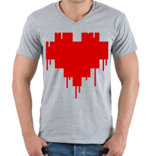 PRINTFASHION Pixel love - Férfi V-nyakú póló - Sport szürke férfi póló
