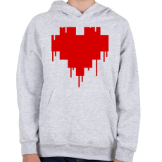 PRINTFASHION Pixel love - Gyerek kapucnis pulóver - Sport szürke