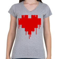 PRINTFASHION Pixel love - Női V-nyakú póló - Sport szürke női póló