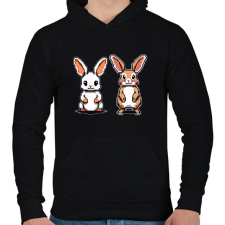 PRINTFASHION pixel nyuszik - Férfi kapucnis pulóver - Fekete férfi pulóver, kardigán