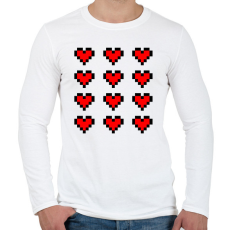PRINTFASHION Pixel szívek - Férfi hosszú ujjú póló - Fehér