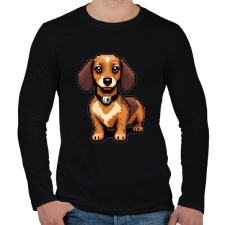 PRINTFASHION pixel tacskó #2 - Férfi hosszú ujjú póló - Fekete férfi póló