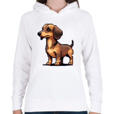 PRINTFASHION pixel tacskó - Női kapucnis pulóver - Fehér női pulóver, kardigán