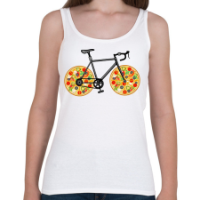 PRINTFASHION Pizza bicikli - Női atléta - Fehér női trikó