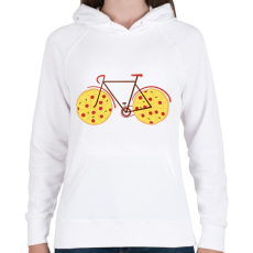 PRINTFASHION Pizza bicikli - Női kapucnis pulóver - Fehér