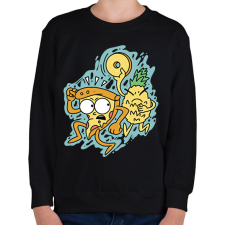 PRINTFASHION Pizza és az ananász - Gyerek pulóver - Fekete gyerek pulóver, kardigán