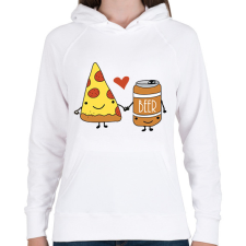 PRINTFASHION Pizza és sör - Női kapucnis pulóver - Fehér női pulóver, kardigán