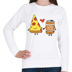 PRINTFASHION Pizza és sör - Női pulóver - Fehér