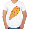 PRINTFASHION Pizza fagyi - Férfi V-nyakú póló - Fehér