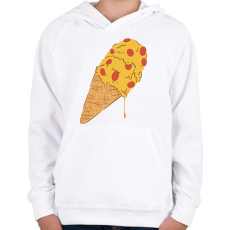 PRINTFASHION Pizza fagyi - Gyerek kapucnis pulóver - Fehér