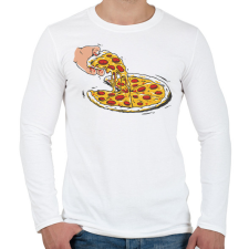 PRINTFASHION Pizza - Férfi hosszú ujjú póló - Fehér férfi póló