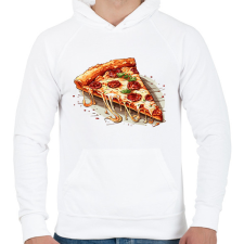 PRINTFASHION Pizza - Férfi kapucnis pulóver - Fehér férfi pulóver, kardigán