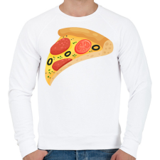 PRINTFASHION Pizza  - Férfi pulóver - Fehér férfi pulóver, kardigán