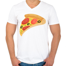 PRINTFASHION Pizza  - Férfi V-nyakú póló - Fehér férfi póló