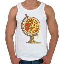 PRINTFASHION Pizza földgömb - Férfi atléta - Fehér atléta, trikó