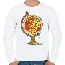 PRINTFASHION Pizza földgömb - Férfi pulóver - Fehér