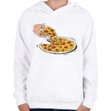 PRINTFASHION Pizza - Gyerek kapucnis pulóver - Fehér gyerek pulóver, kardigán