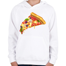 PRINTFASHION Pizza - Gyerek kapucnis pulóver - Fehér gyerek pulóver, kardigán