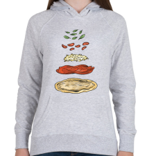 PRINTFASHION Pizza hozzávalók - Női kapucnis pulóver - Sport szürke női pulóver, kardigán