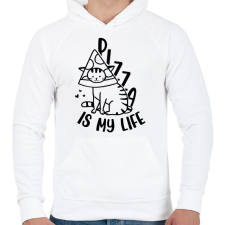 PRINTFASHION Pizza is my life - Férfi kapucnis pulóver - Fehér férfi pulóver, kardigán