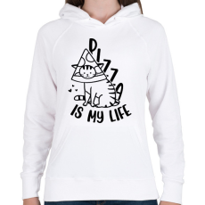 PRINTFASHION Pizza is my life - Női kapucnis pulóver - Fehér