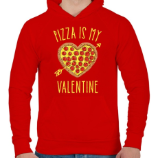 PRINTFASHION Pizza is my valentine - Férfi kapucnis pulóver - Piros