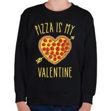 PRINTFASHION Pizza is my valentine - Gyerek pulóver - Fekete gyerek pulóver, kardigán